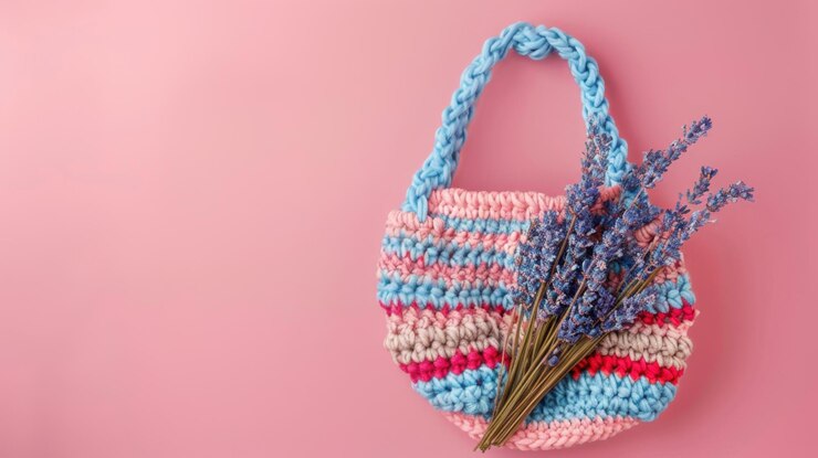 Handknitted crochet bag fashion accessory export sample